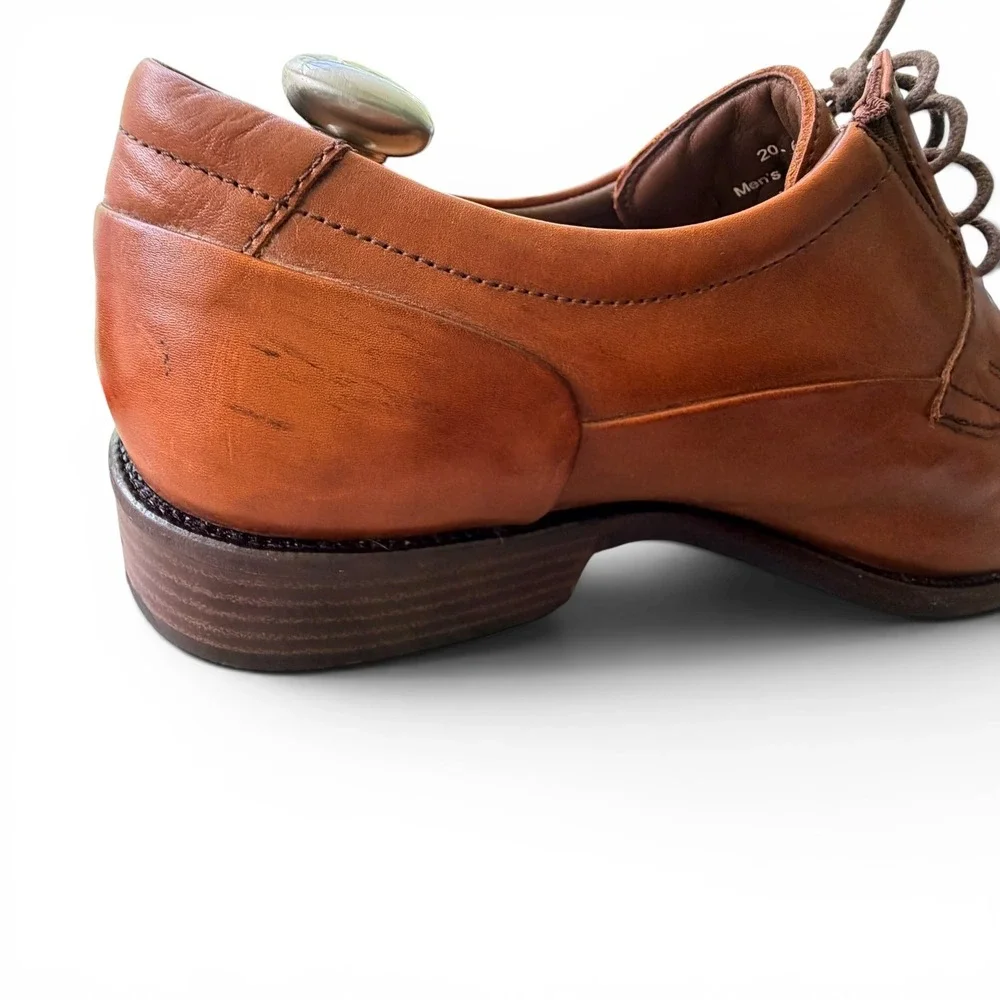 Johnston & Murphy Cap Toe Derby Mens 11 Tan Good Leather Sheepskin J&M Flex